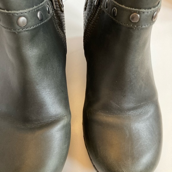 Sanita Gray Leather Zip Scaled Heel Rubber Clog Boots Women’s Size 40 - Picture 4 of 8